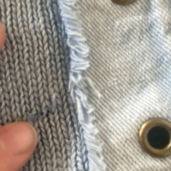 Military style knit cardigan with denim accents - Medium - Sgt. Pepper - Picture 13 of 14